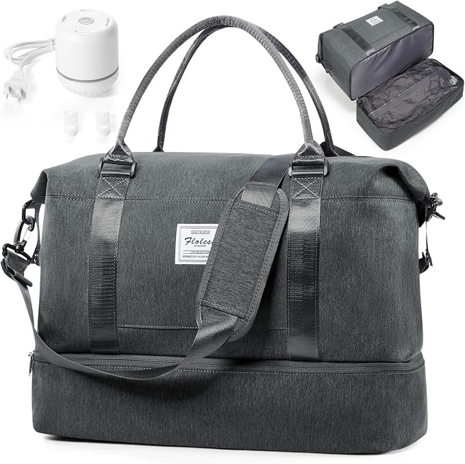 Weekender Bags for Women,Vacuum Overnight Travel Duffel Bag | Compression Pocket & Air Pump, Personal Item Travel Bag by SYCNB