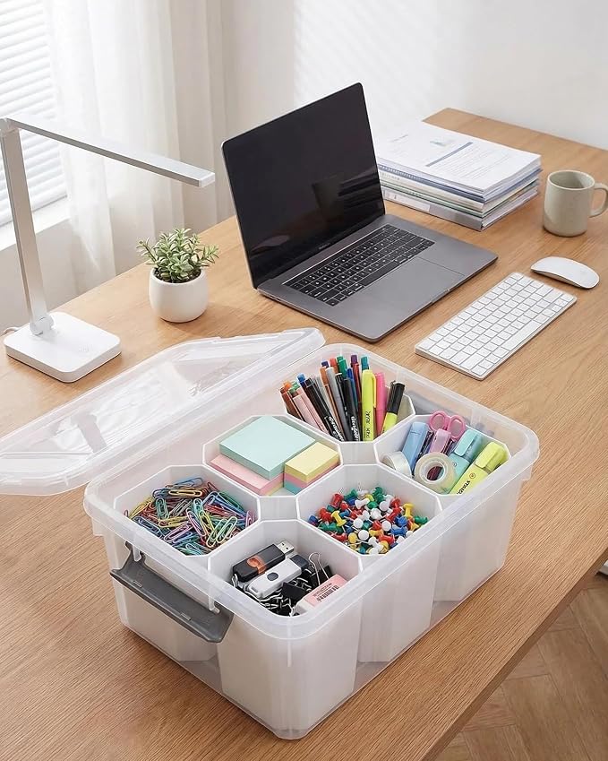 Clear Storage Box with Dividers, Plastic Organizer Box with Compartments and Secure Lid, Multi-Compartment Craft Organizer for Beads, Sewing Supplies, Jewelry, Toys and Small Parts Storage Container - Image 4