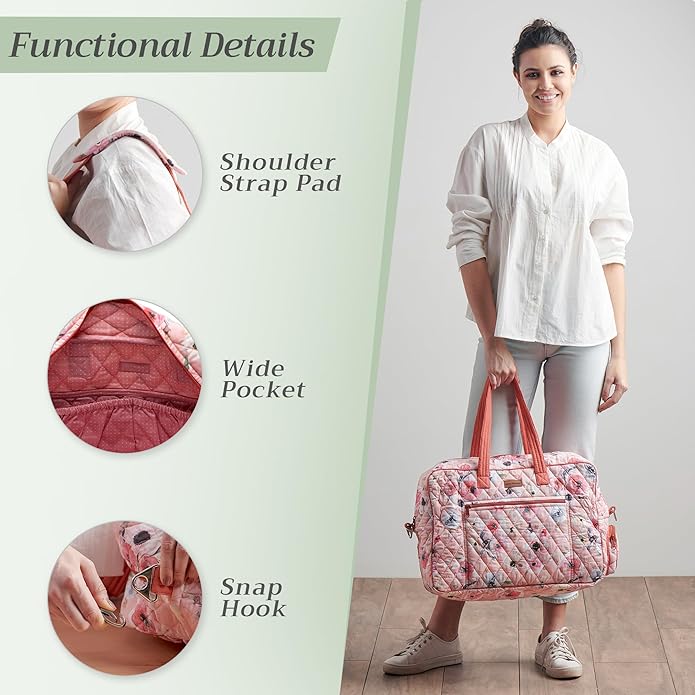 Maison d' Hermine Weekender Bags for Women Cotton Quilted Duffel Overnight Luggage Weekend Bag for Men Gym Gifts Travel | Overnight Luggage Weekend Bag for Men Gym Sports Gifts Duffle bag Business Travellers Trip Spring Summer - Image 5