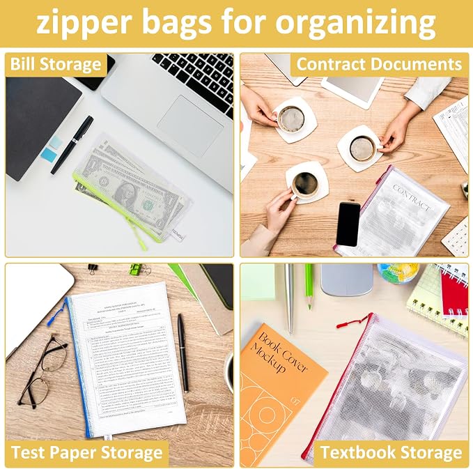 YOPCDJ 36pcs Mesh Zipper Pouch Bags,12 Colors for Storage Bags with Zipper, 8 Sizes for Reusable Plastic Zip Organizer for Travel Cosmetics - Image 5