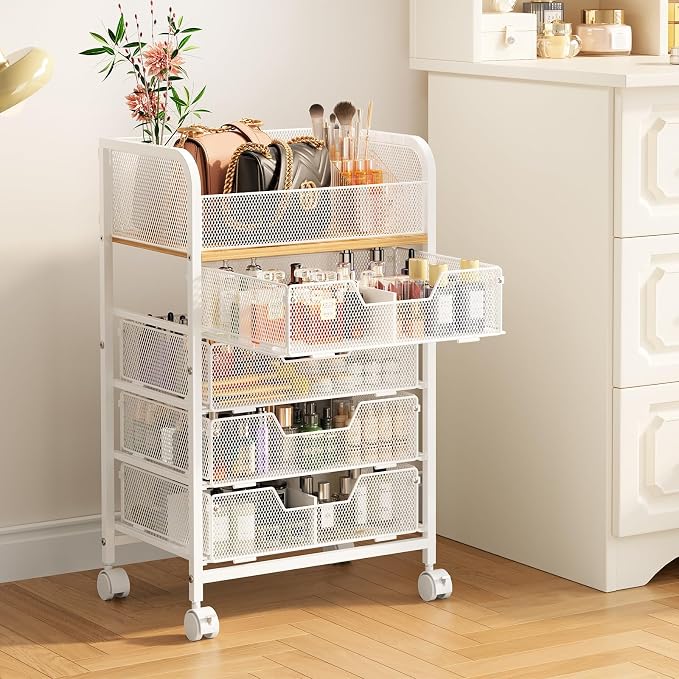 5-Tier Craft Organizer Cart with Wheels,Craft Organizers and Storage with Drawers,Lockable Wheels Rolling Utility Cart with DIY Divider,Office Supply Organizer,Ideal for Studio,Office Patent Pending - Image 8