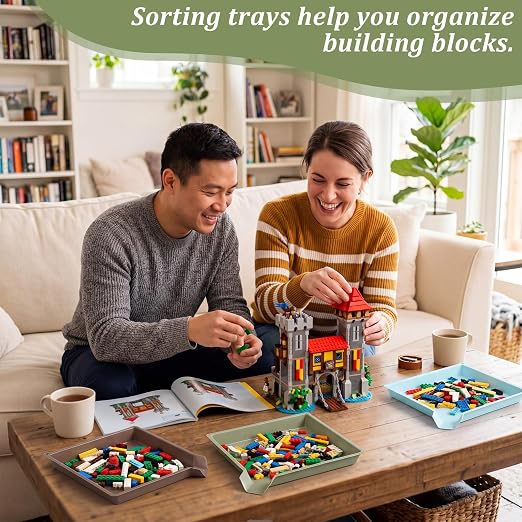 Reallnaive 6 Pcs Plastic Art Sorting Funnel Trays Quick Sorting Activity Serving Tray Stackable Craft Organizer for Classroom Beads Organizing Home Back to School DIY Project (Earthtone Color) - Image 4