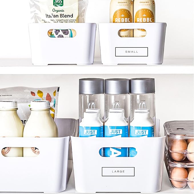 BINO | Plastic Storage Bins, Large - 4 Pack, White | THE SOHO COLLECTION | Pantry Organizers and Storage Containers Fridge Organizer Bins Kitchen Cabinet Organizer Medicine Cabinet Bin - Image 8