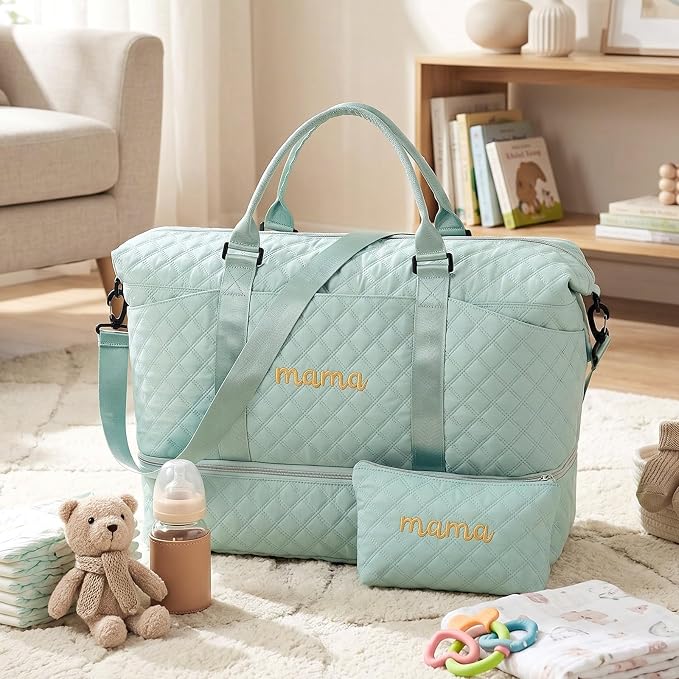 Dansydaisy Mama Hospital Bag for Women Labor Delivery,Green | Travel Duffle Bag with Shoe Compartment and Toiletry Pouch Waterproof Weekender Bag for Women Pregnancy Overnight Gym Gift - Image 2