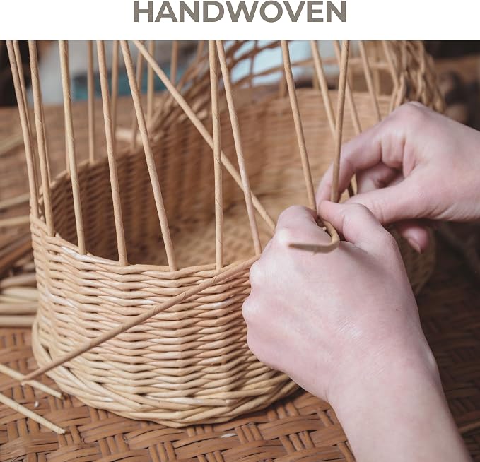 GRANNY SAYS White Wicker Baskets for Storage, Wicker Storage Baskets,2-Pack | Waterproof Storage Baskets for Organizing, Plastic Wicker Basket for Shelf, Living Room, Pantry, Entryway, Woven Baskets - Image 9