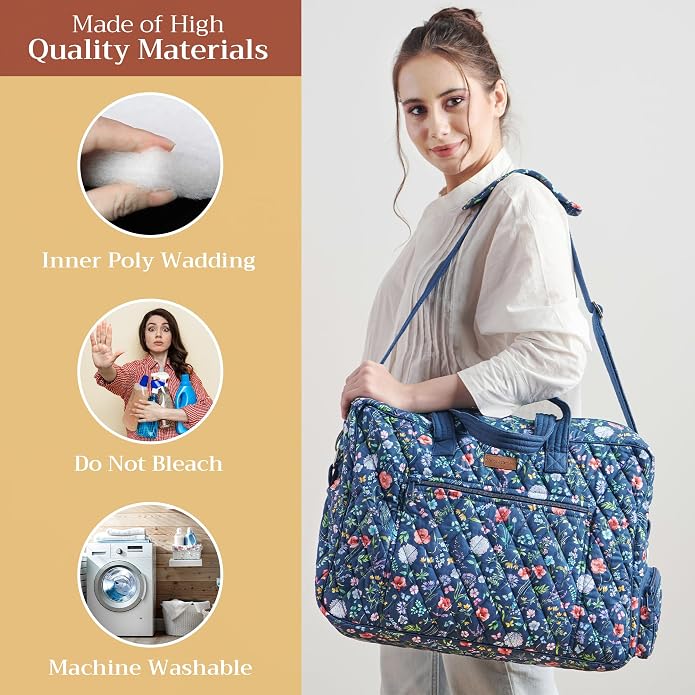 Maison d' Hermine Weekender Bags for Women Cotton Quilted Duffel Overnight Luggage Weekend Bag for Men Gym Gifts Travel | Overnight Luggage Weekend Bag for Men Gym Sports Gifts Duffle bag Business Travellers Trip Spring Summer - Image 2
