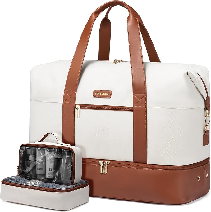 LOVEVOOK Weekender Bag for Women, Large Duffle Bag for Travel with 2 Packing Cubes, Carry on Overnight Bag with Shoe Compartment, Mom Hospital Bags for Labor and Delivery by LOVEVOOK