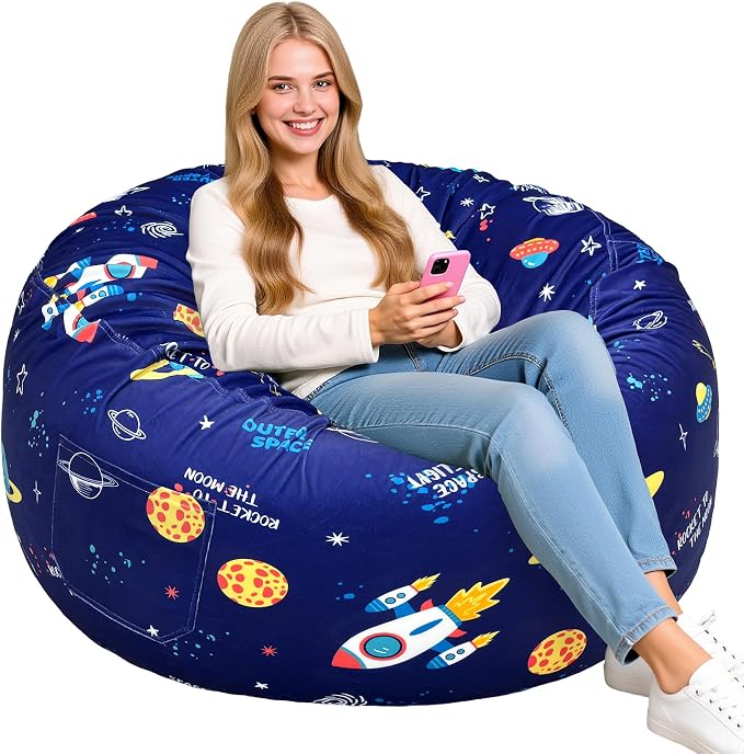 Lukeight Bean Bag Chair for Teens and Adults, Memory Foam Filled Floor Lounger, Washable Velvet Cover with Inner Liner, Beanbag Chair with Filling for Gaming and Reading, XX-Large 36" D x 20" H by Lukeight