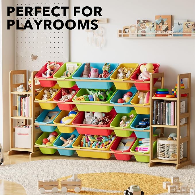 SpaceAid Toy Storage Organizer with 6 Shelves and 20 Bins, Toy Organizers Storage Bookshelf, Kids Bin Shelf Toys Box Bookcase for Bedroom Playroom Organization Room Decor, Multi-Colored - Image 5
