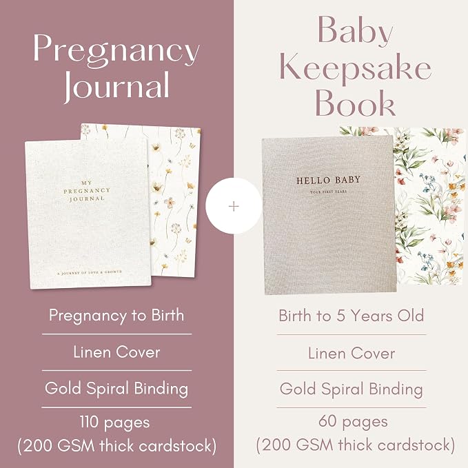 Pregnancy Journal & Baby Memory Book Bundle – Baby Book Keepsake for Expecting Moms, Newborn Milestones & First Year Moments – Baby Gift for Baby Showers & New Parents (Girl) - Image 2