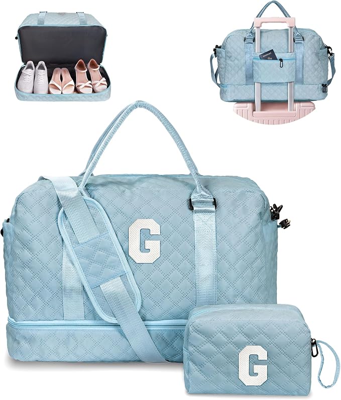 Gifts for Girls-Teen Weekender Bags, Monogram Women Overnight Bag | 19 Year Old Girl Birthday Gifts-Letter Travel Bags with Makeup Bag, Personalized Gift Idea for Women Her (Letter G) by Vogewood