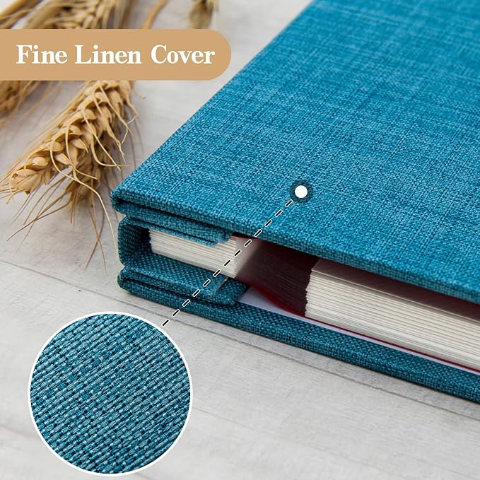 potricher Large Self Adhesive Photo Album 40 Pages, Linen cover, Blue | Photo Album Self Adhesive 4x6 5x7 8x10 Pictures, Linen Cover DIY Scrapbook Albums for Family, Wedding, Baby, Anniversary - Image 5