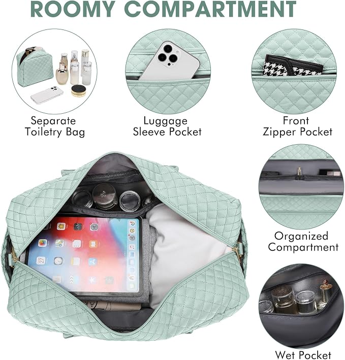 Travel Duffle Bag Weekender for Women - Carry-On Overnight Bag Personal Item Bag with Shoe Compartment & Wet Pocket Large Weekend Tote Bags with Toiletry Bag Hospital Bags for Labor and Delivery - Image 4
