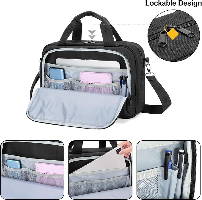 Accordion File Organizer with Lockable Zipper, Expanding File Folder | Accordion File Folder with Handle, Expanding Folder Document Bag for A4 / Letter Size Files, Portable Office Storage - Image 4