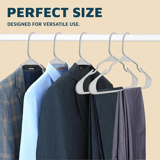 Lifemaster Plastic Clothes Hangers – Heavy Duty Hanger Set, for Organizing Clothes, Dresses, and Coat, Holds Up to 5 lbs, Space-Saving Hangers with Non-Slip Shoulder Grooves, Pack of 50, Gray - Image 10