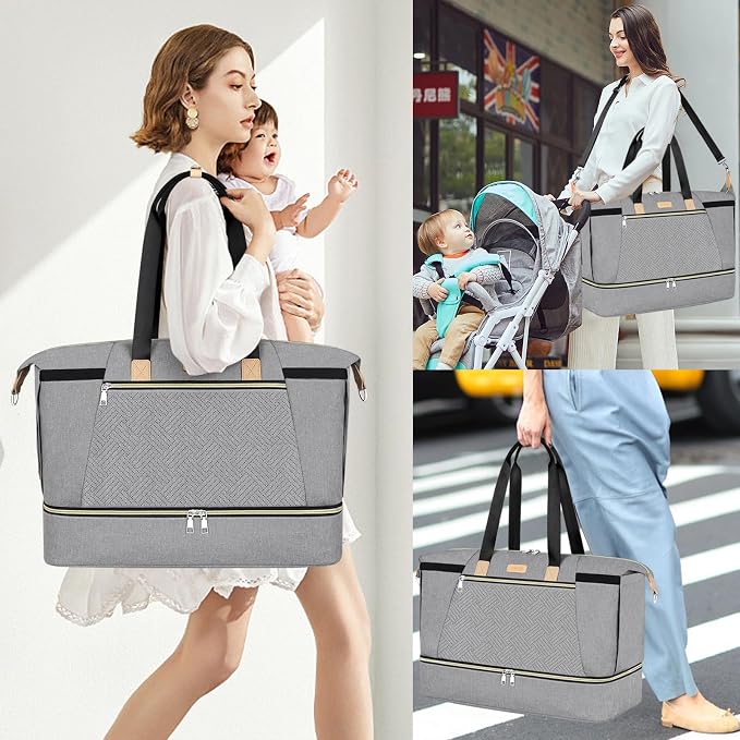 Diaper Bag Tote for Baby 7PCS, Large Mommy Bag with Portable Changing Pad | Multifunctional Hospital Bags for Labor and Delivery with Pacifier Case and Organizer Pouches,Travel Baby Bag for Boy Girl - Image 2