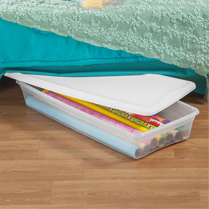 Sterilite 12-Pack 41 Quart Storage Box, Stackable Clear Plastic Bins with Snap-On Lids - Heavy-Duty Organizing Containers for Closet, Bathroom, and Office - Image 8