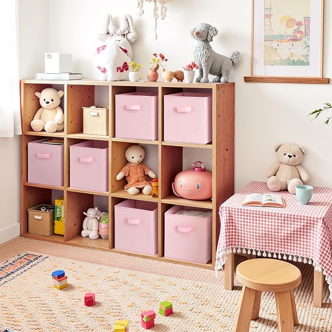 Cupic Cupid 6-Pack 11x11 Storage Cubes, Cube Storage Organizer, Pink | Foldable, Reinforced Front Handle, Holds Clothes, Toys, Blankets and More, Fits Closet, Cube Shelves, Nursery, Bedroom - Image 3