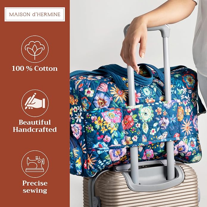 Maison d' Hermine Weekender Bags for Women Cotton Quilted Duffel Overnight Luggage Weekend Bag for Men Gym Gifts Travel | Overnight Luggage Weekend Bag for Men Gym Sports Gifts Duffle bag Business Travellers Trip Spring Summer - Image 4