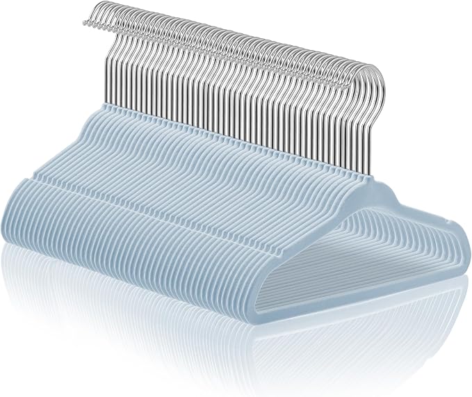 Casafield 50 Velvet Baby Hangers - 11" Size for Infant & Toddler Clothes - Light Blue by Casafield