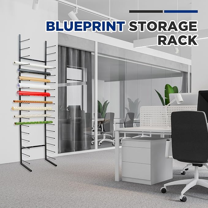 Gisafai 9/17 Tier Wall Mount Blueprint Storage Rack Hanging Vinyl File Roll Poster Display Rack Vertical Art Print Blueprint Holder for Plan Organization(84 x 21 x 11 Inches) - Image 4