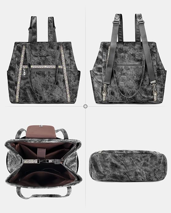 Large Laptop Tote Bag for Women Designer Leather Laptop Bag, 15.6in | Fashion Travel Backpack Purse Shoulder Handbag Fits 15.6 Laptop, Daily, Work, Business Trip, Weekend Travel, Teacher - Image 8