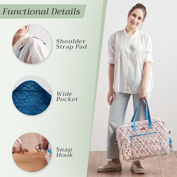 Maison d' Hermine Weekender Bags for Women Cotton Quilted Duffel Overnight Luggage Weekend Bag for Men Gym Gifts Travel | Overnight Luggage Weekend Bag for Men Gym Sports Gifts Duffle bag Business Travellers Trip Spring Summer - Image 5