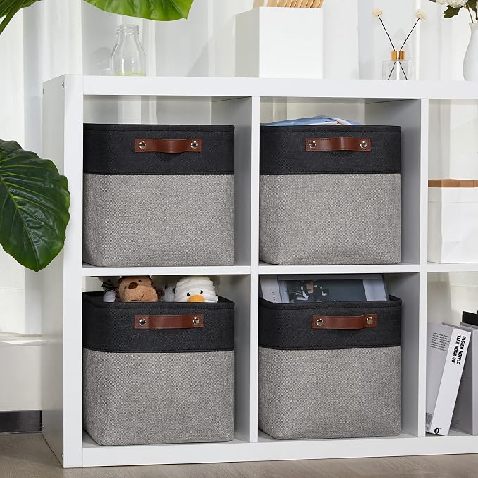 DULLEMELO 11x11 Cube Storage Bins for Cube organizer, Foldable Cube Storage Bins Baskets for Organizing Home Office Closet Shelves Toy Nursery,Fabric Cube Baskets Bin for Home organization - Image 2