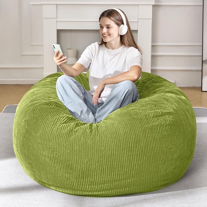 4FT Bean Bag Chair for Adults,Large Teardrop Beanbag with Filler | Beanbag Chair with Memory Foam Filled,Bean Bags with Handy Handle&Machine Washable Cover for Living Room,Bedroom-Green - Image 3