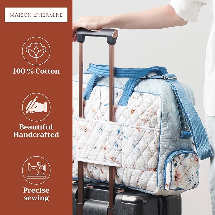 Maison d' Hermine Weekender Bags for Women Cotton Quilted Duffel Overnight Luggage Weekend Bag for Men Gym Gifts Travel | Overnight Luggage Weekend Bag for Men Gym Sports Gifts Duffle bag Business Travellers Trip Spring Summer - Image 5