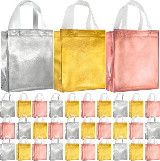 BLEWINDZ 100 Medium Reusable Gift Bags with Handles - Ideal Party Favors & Shopping Bags (10 Colors) by BLEWINDS