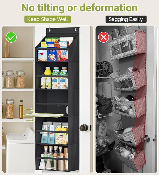 AOODA 2 Pack Over the Door Organizer, Large Capacity Closet Door Hanging Organizer, Clear Deep Pockets Baby Storage for Nursery, Bathroom, Bedroom, Pantry, Diapers (Black) - Image 3