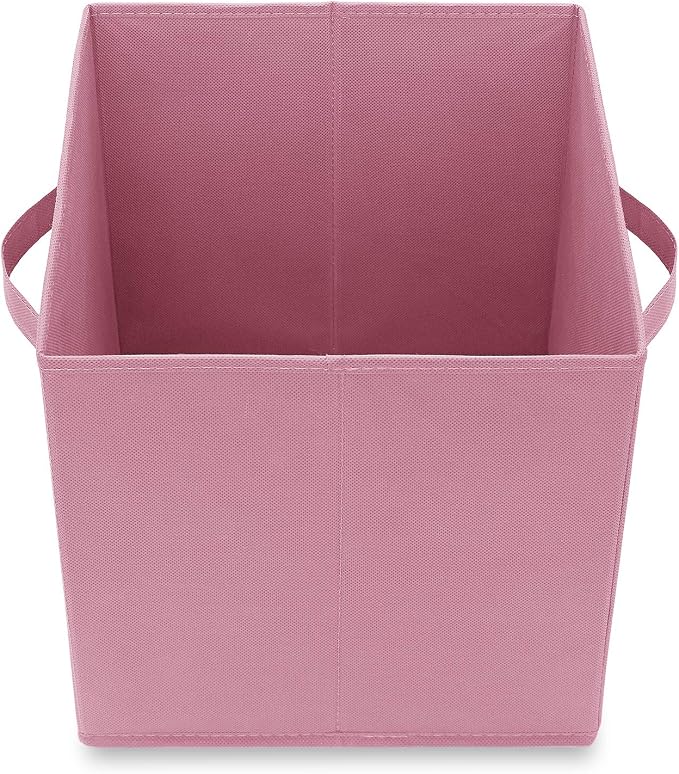 Casafield Set of 12 Collapsible Fabric Cube Storage Bins, Light Pink - 11" Foldable Cloth Baskets for Shelves, Cubby Organizers & More - Image 4