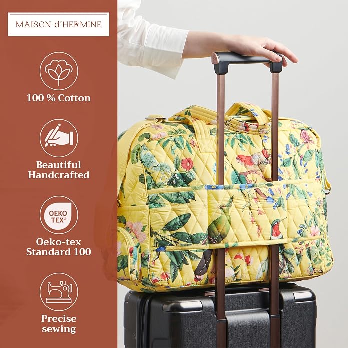 Maison d' Hermine Weekender Bags for Women Cotton Quilted Duffel Overnight Luggage Weekend Bag for Men Gym Gifts Travel | Overnight Luggage Weekend Bag for Men Gym Sports Gifts Duffle bag Business Travellers Trip Spring Summer - Image 4