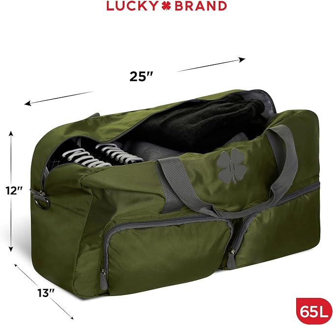 Lucky Brand Large Duffle Bag for Travel, Foldable Weekender Duffel bag | Travel Overnight Duffel bag, Adjustable Shoulder Strap, Front Zip Pockets, Spacious Capacity, Unisex Lightweight Travel Bag - Image 2