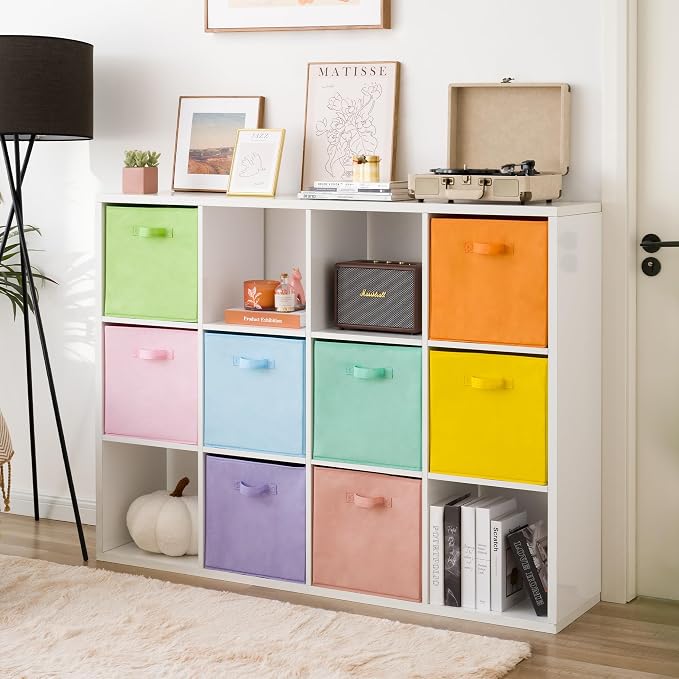 GRANNY SAYS 13 Inch Cube Storage Bins, Pastel Color, 8-Pack | Collapsible, Colorful Cube Organizers with Thickened Base Plate, Sturdy Handles, Decorative Baskets for Shelves, Closet - Image 6