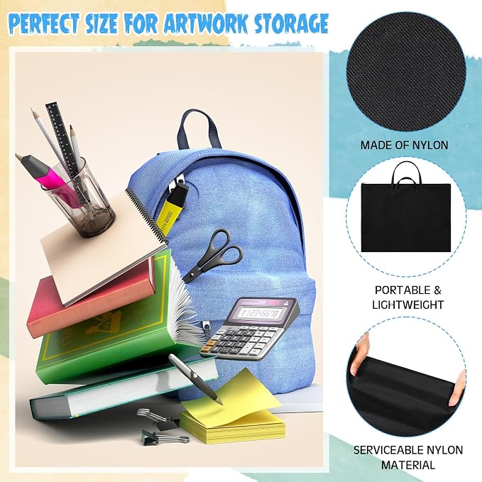 Abbylike 1 Pcs 48x36 Inch Art Portfolio Tote Bag Large Waterproof Nylon Carrying Storage Case with Shoulder Strap Holds Poster Board Painting Drawing Sketch for Artist Students Art Work(Black) - Image 6