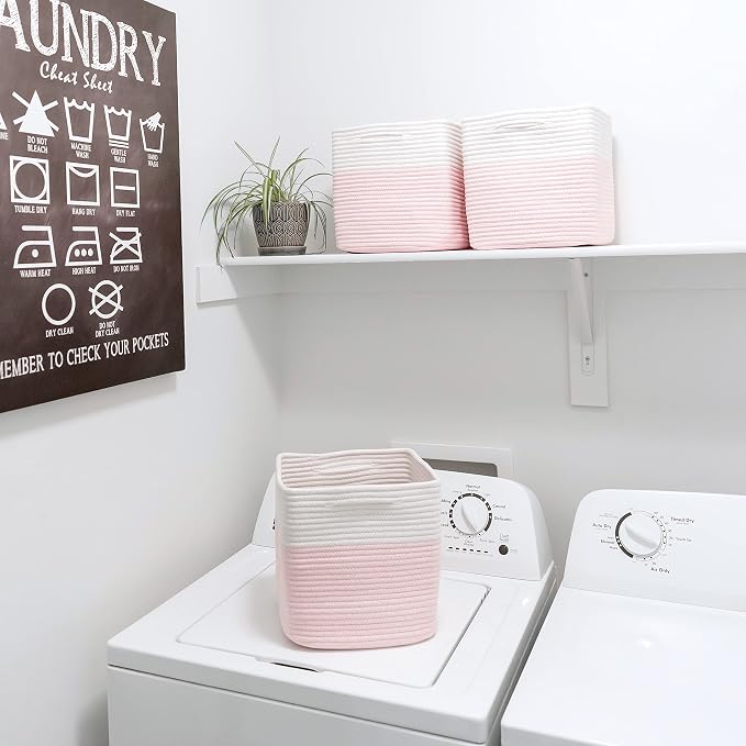 NaturalCozy 13 Inch Cube Storage Bins Cotton Rope Woven Baskets for Organizing 3-Pack | 13 x 13 Storage Cubes | Fabric Square Storage Baskets for Shelves Organizer, Kids Toy Bins, Closet Baby Nursery - Image 9