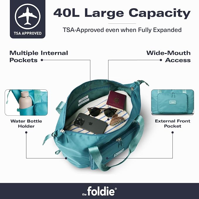 The Foldie Foldable Travel Bag for Women - 40L Weekender Bag with Multiple Pockets - Carry On Expendable Travel Bag - Image 3
