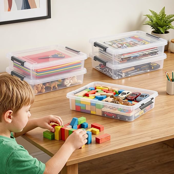 Citylife 6Qt 4Packs Clear Craft Organizers and Storage BOX, Sensory Bins | Stackable Board Game Storage Bins with Lids for Art Supplies, Paper, Puzzle, Tools, Home, Office, School Supplies - Image 9