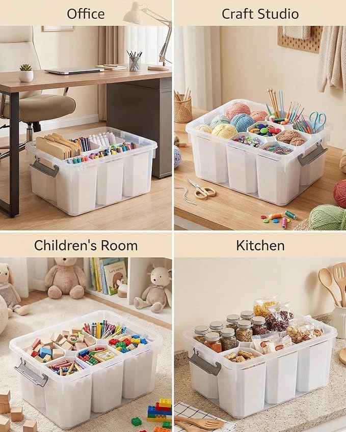 Clear Storage Box with Dividers, Plastic Organizer Box with Compartments and Secure Lid, Multi-Compartment Craft Organizer for Beads, Sewing Supplies, Jewelry, Toys and Small Parts Storage Container - Image 5