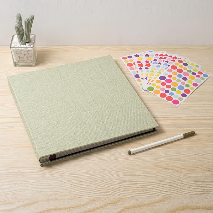 Large Photo Album Self Adhesive for 4x6 8x10 Magnetic Scrapbook Album DIY 60 Black Sticky Pages Linen Cover Photo Album(Grass Green) - Image 6