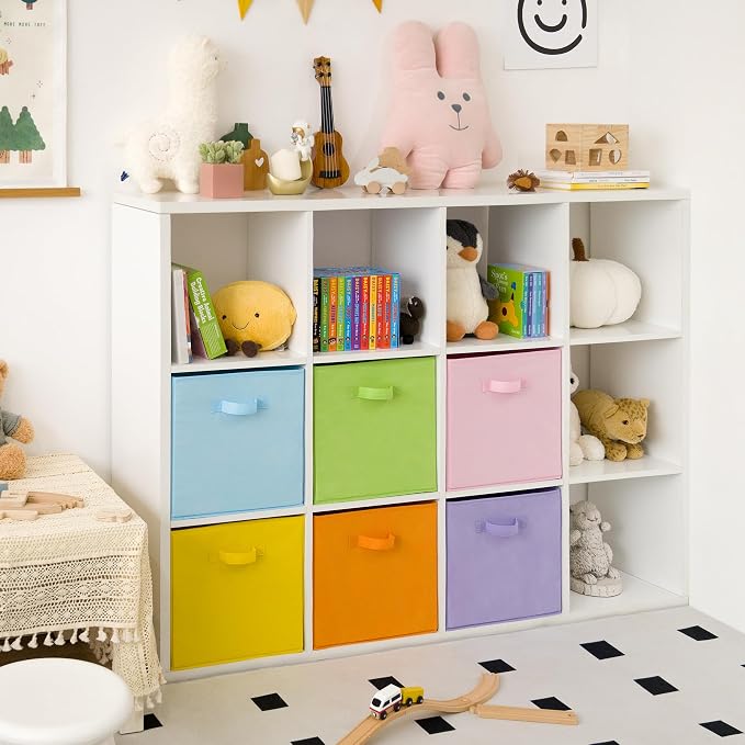 GRANNY SAYS 13 Inch Cube Storage Bins, Pastel Color, 6-Pack | Collapsible, Colorful Fabric Storage Bins with Thickened Base Plate, Sturdy Handles, Decorative Baskets for Shelves, Closet - Image 4