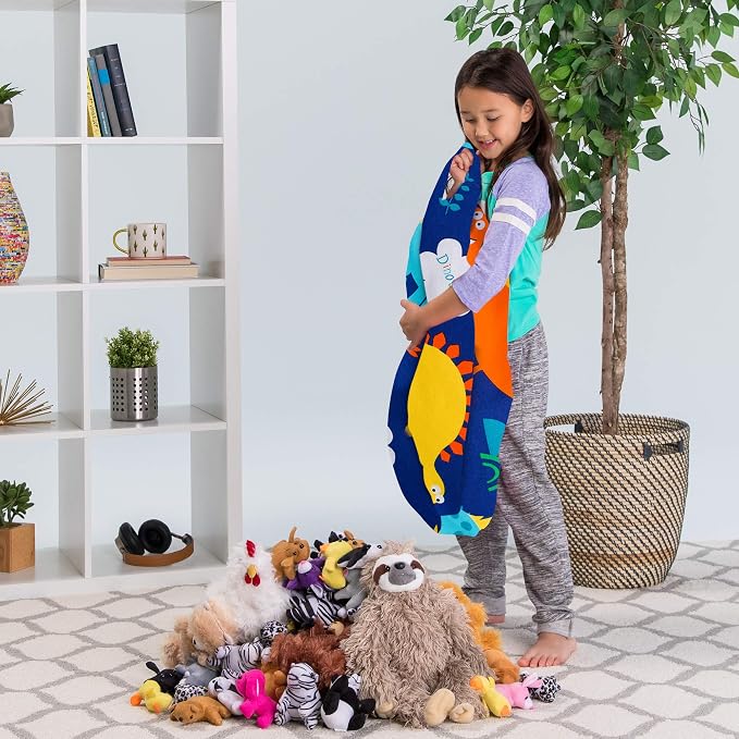 Posh Stuffable Kids Stuffed Animal Storage Bean Bag Chair Cover - Childrens Toy Organizer, Medium-27 - Canvas Dinos on Blue - Image 4