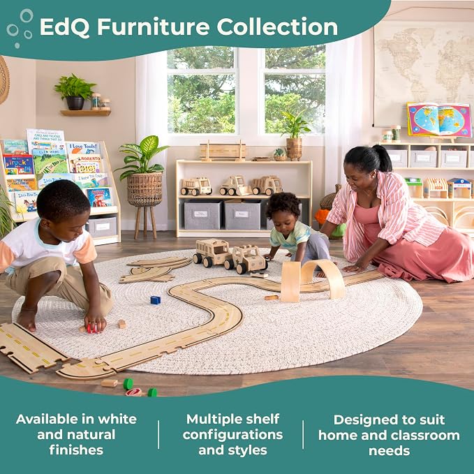Guidecraft EdQ Cubby Toy Storage Organizer w/ 8 Fabric Bins - White: Wooden Organizer Cabinet for School and Home, Teacher's Book Cubby and Toy Shelf | Kids Toy Organization for Playroom and Bedroom - Image 8