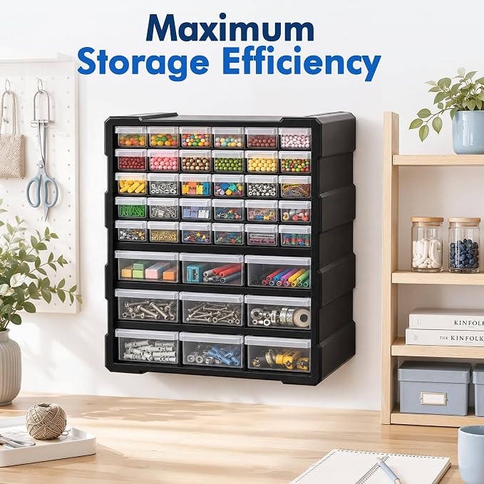 Drawer Organizer Craft Organizers and Storage with Dividers Labels Thicker | Small Parts Organizer Storage Hardware Screws Nuts Bolts Building Bricks Teacher Toolbox Charms Beads Scrapbook with Labels - Image 4