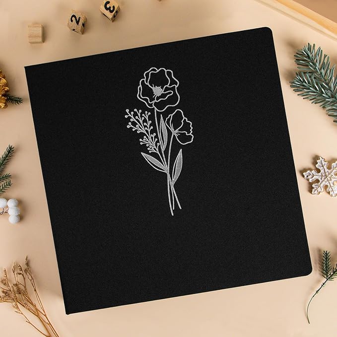 Lanpn 10x10 inch Scrapbook Photo Album, Linen Cover Archival Acid Free Top Load 3 Ring Folder Binder Photo Book 10 x 10 with 30 Plastic Sleeves 60 Pages (Black) - Image 6