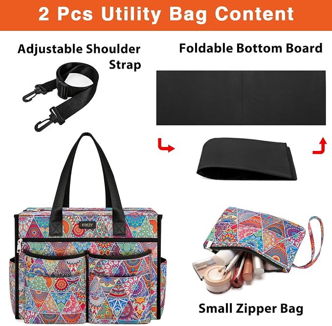 ITIEZY Large Utility Tote Bag for Women with 18 Pockets, Waterproof Teacher Nurse Bags with Zipper for Everyday Travel Work - Image 7