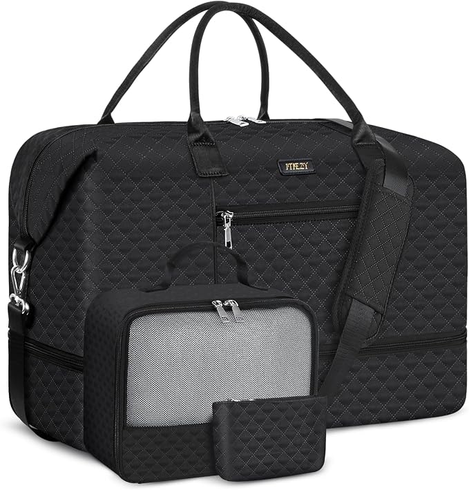 ITIEZY Weekender Bag for Women 21.5" Travel Duffel Large Carry On Bag 3PCS | Nylon Duffel Bag with Waterproof Shoe Compartment, Crossbody Bag and Toiletry Bag, Travel Weekend Hospital Overnight Gym Bag by ITIEZY