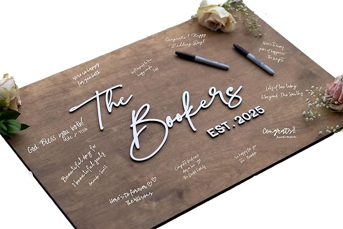 Personalized Last Name Guest Book, Unique Guest Book Sign, Custom Alternative Guest Book, Wooden Guest Book, Wedding Ceremony Guestbook Sign (Design 1) by Obsidian+Home+Creations